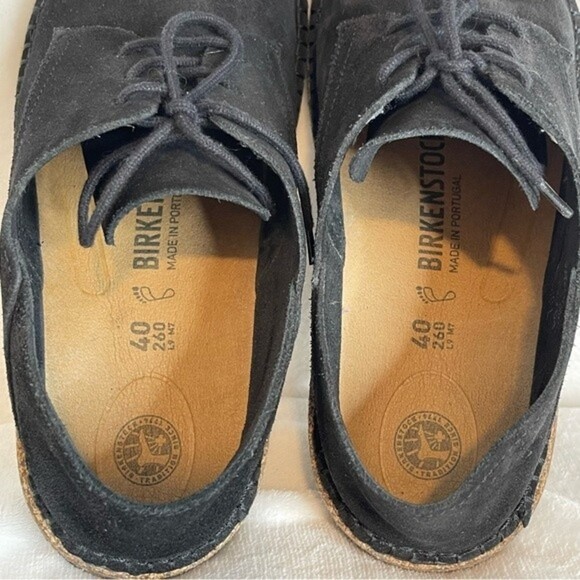 BIRKENSTOCK Gary Black Suede Leather Lace Up Flats Shoes Size 40 - Picture 10 of 16